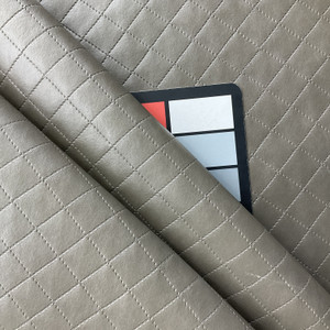 Quilted Diamonds in Dark Brown | Faux Leather Vinyl Upholstery Fabric | Matte | Workable | 54" Wide | By the Yard