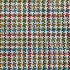 Chichi in Coral | Aqua, Coral, Green, Multicolored  Houndstooth Upholstery Fabric | Home Decor | Slipcover | 54" Wide | Sold BTY