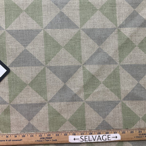 Quartic in Matcha | Home Decor Fabric | Geometric in Green / Grey / Tan | Linen Like | Medium Weight | 54" Wide | By the Yard