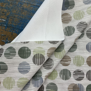 Silica in Bauble | Upholstery Vinyl Fabric | Geometric Design in Blue / Green / Grey | High Performance   | Knit back |  Medium weight | 54 Inch WIde | Sold BTY