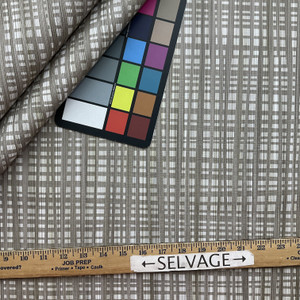 Wander in Flannel |  Upholstery Vinyl Fabric | Plaid Design in Taupe | High Performance  | Knit back |  Heavyweight | 54 Inch WIde | Sold BTY