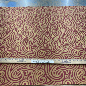 Swirls in Gold and Red | Upholstery Fabric | Heavyweight | 54" Wide | By the Yard