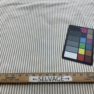 Ticking Stripes in Beige / Off White | Upholstery / Slipcover Fabric | Medium Weight | 54" Wide | By the Yard