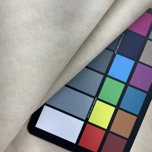 Mottled Light Beige Faux Leather | Vinyl Upholstery Fabric | Light Grain | Heavyweight | 54" Wide | By the Yard