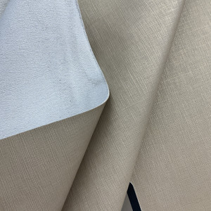 New Wave Traverse in Warm Oatmeal | Warm Light Tan Crosshatch Texture Faux Leather  Upholstery Vinyl Fabric | Commercial Grade | Knit Backed | 54" Wide | Sold BTY