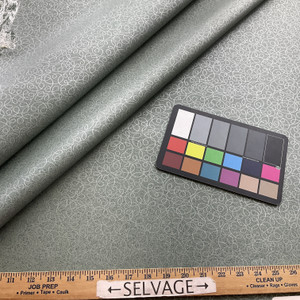 Swirls in Sage Green  | Upholstery Vinyl Fabric | Swirl Design in Blue / Mint / Silver | High Performance  | Knit back | Heavyweight | 54 Inch WIde | Sold BTY