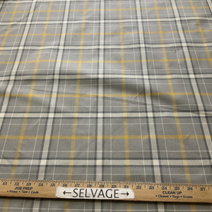 Big Ben in Paloma  | Tartan Plaid Fabric in  Grey, Yellow, Cream  |  Midweight Home Decor Fabric |  Cotton Blend Twill | Marlatex | 54" Wide | BTY
