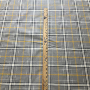 Big Ben in Paloma  | Tartan Plaid Fabric in  Grey, Yellow, Cream  |  Midweight Home Decor Fabric |  Cotton Blend Twill | Marlatex | 54" Wide | BTY