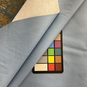 King in Blue | Warm Medium Sky Blue Textured Faux Leather Upholstery Vinyl Fabric | Midweight | Indoor Furniture |  Flannel Backed  | 54" Wide | Sold BTY