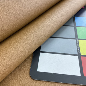 Medium Brown Faux Leather | Vinyl Upholstery Fabric | Medium Pebbled Grain | Thin and Workable | 54" Wide | By the Yard