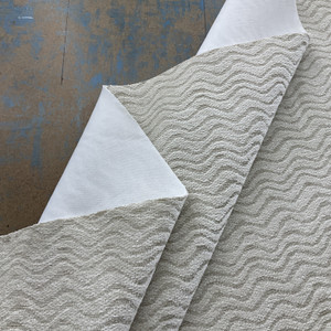 Sienna in White | Chenille Upholstery Fabric | Wavy Design in Off White | Heavyweight | 100% Polyester | 54" Wide | By the Yard