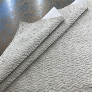 Sienna in White | Chenille Upholstery Fabric | Wavy Design in Off White | Heavyweight | 100% Polyester | 54" Wide | By the Yard