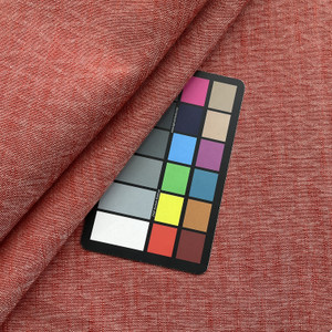 Nimah in Coral  | Upholstery Fabric | Heathered Red Triangle Geometric Weave | 100% Polyester | Heavy Weight | 54" Wide | Sold BTY