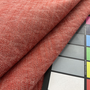 Nimah in Coral  | Upholstery Fabric | Heathered Red Triangle Geometric Weave | 100% Polyester | Heavy Weight | 54" Wide | Sold BTY