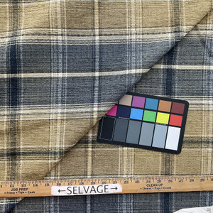 Harrison in Denim | Upholstery Fabric | Plaid in Blue / Tan / Off White | Heavy Weight |  | 54" Wide | By the Yard