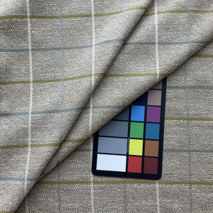 Daybreak in Tranquil | Upholstery Fabric | Windowpane Plaid in Beige / Green / Blue | Medium Weight | 54" Wide | By the Yard