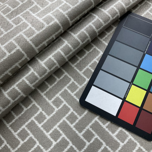 Skycap in Taupe | Upholstery Fabric | Printed Geometric Design in Taupe / White | Felt-Backed | Heavyweight | 54" Wide | By the Yard