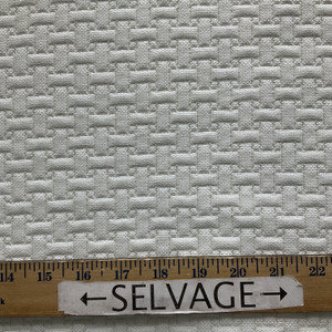 Line by Line in Sugarcane | Upholstery Fabric | Matelasse Basketweave in White | Heavyweight | 54" Wide | By the Yard