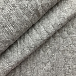 Baron in Steel |  Medium Grey  Pre Quilted Diamond Woven Upholstery Fabric | 55% Linen, 45% Cotton | Medium Weight | 54" Wide | Sold BTY