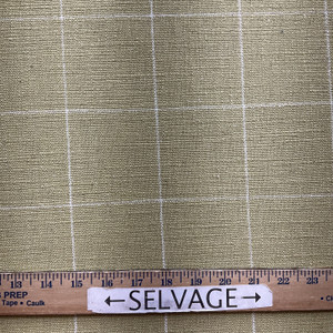 Savane in Barley | Jacquard Upholstery Fabric | Windowpane Plaid in Green / White | Heavy Weight | 54" Wide | By the Yard
