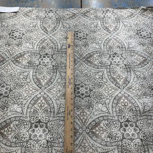 Alfresco in Slate | Home Decor Fabric | Medallion Design in Brown / Black / Off White | P/Kaufmann | Medium Weight | 54" Wide | By the Yard