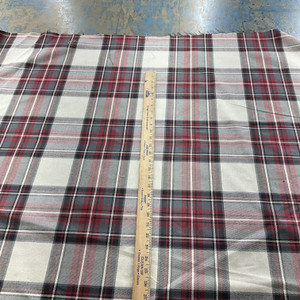 Callaway in Pepper | Tartan Plaid Fabric in Cream, Black, Red  |  Midweight Home Decor Fabric |  Cotton Blend Twill | Marlatex | 54" Wide | BTY