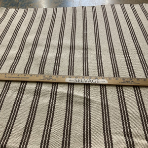Stripes in Brown and Off White | Upholstery Fabric | Heavy Textured Weave | Heavyweight | 54" Wide | By the Yard