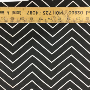 2.66 Yard Piece of Skinny Chevron | Black and White | Medium Weight Home Decor Fabric | Curtains / Slipcovers | 54" Wide | By the Yard