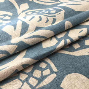 4.875 Yard Piece of Contemporary Floral | Home Decor Fabric | Blue / Natural Tan | 54 Wide | BTY