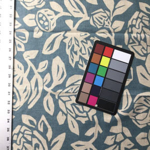 4.875 Yard Piece of Contemporary Floral | Home Decor Fabric | Blue / Natural Tan | 54 Wide | BTY