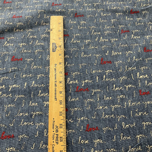 P.KAUFMAN ILOVEYOU In Color DENIM Printed home Decor Fabric | By the Yard