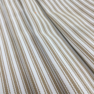 1 Yard Piece of Bella-Dura | Outdoor Canvas | Ticking Stripe |  LATTE BISQUE | Tan and White Stripe | Water, UV Stable | 54 Inch Wide  Fabric By The Yard