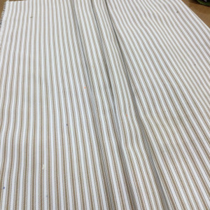 1 Yard Piece of Bella-Dura | Outdoor Canvas | Ticking Stripe |  LATTE BISQUE | Tan and White Stripe | Water, UV Stable | 54 Inch Wide  Fabric By The Yard