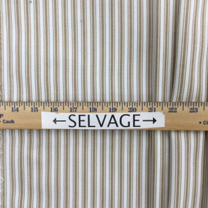 1 Yard Piece of Bella-Dura | Outdoor Canvas | Ticking Stripe |  LATTE BISQUE | Tan and White Stripe | Water, UV Stable | 54 Inch Wide  Fabric By The Yard