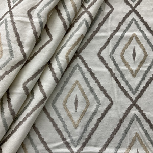 2 Yard Piece of Shalin Multi Diamond Embroidered Woven Stone | Medium Weight Woven Fabric | Home Decor Fabric | 53" Wide