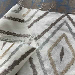 2 Yard Piece of Shalin Multi Diamond Embroidered Woven Stone | Medium Weight Woven Fabric | Home Decor Fabric | 53" Wide