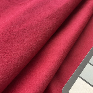2.25 Yard Piece of Cherry Red Coating Wool | Wool / Poly Blend | Super Soft Brushed Twill Weave | 20oz | 60" Wide  | DYE LOTS MAY VARY