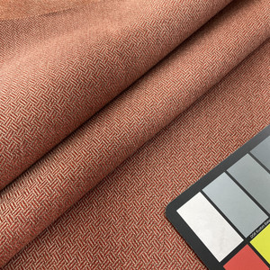 Essex in Hibiscus | Upholstery Fabric | Parquet Weave | Red / Taupe | 100% Polyester | Heavy Weight | Nassimi | 54" Wide | By the Yard