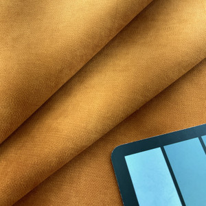 Walker in Turmeric | Upholstery Fabric | Gold-Orange Microfiber | 100% Polyester | Medium Weight | Nassimi Brand | 54" Wide | By the Yard