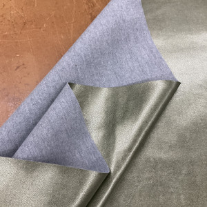 Metallic Moss Green | Faux Leather Vinyl Upholstery Fabric | Pebbled Grain | Felt-backed | 54" Wide | By the Yard