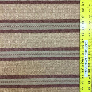 1 Yard Piece of Horizontal Stripes in Brown and Burgundy Upholstery Fabric | 54"W | By the Yard