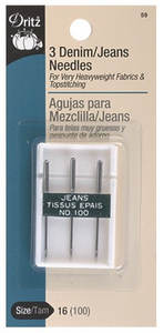 Universal Sewing Machine Needles | 4 piece | Denim/Jeans Needles Size 16 | Dritz