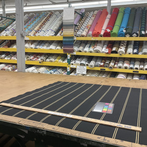 1 Yard Piece of 4988-0000 | Cooper Black  Striped  Sunbrella | 46 Inch | Marine And Awning Fabric