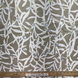1.25 Yard Piece of Zen Spirit in Chalk | Home Decor Fabric | Abstract Leafy Vines in Natural / White / Silver / Gold | P/K Lifestyles | Medium Weight | 54" Wide | By the Yard