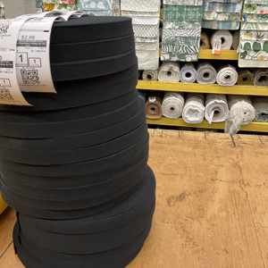 1 INCH Black Light Weight Cotton Webbing / Bag Straps / Edging | By The Yard