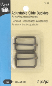 1" Adjustable Slide Buckle Antique Brass (2 piece) | Bag / Strap Hardware | Dritz
