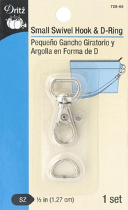 1/2" Small Swivel Hook & D-Ring Nickel | Bag / Strap Hardware | Dritz