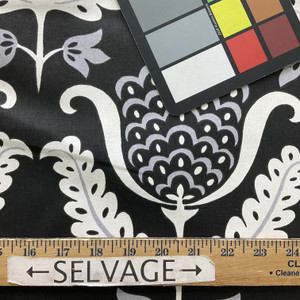 1.5 Yard Piece of One Wish in Blackbird | Home Decor fabric | Floral Damask in Black / Grey / White | Drapery | Waverly | 100% Cotton | 54" Wide | By The Yard
