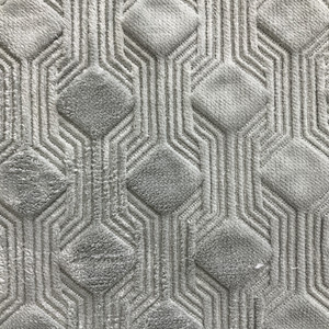 Quilted Geometric Design in Light Grey | Upholstery Fabric | Super Soft | Heavy Weight | 54" Wide | By the Yard