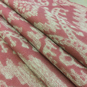 1.25 Yard Piece of Divine in Crimson by P. Kaufmann | Jacquard Upholstery Fabric | Southwestern Ikat in Red / Beige | 54" Wide | By the Yard